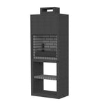 Zwarte betonnen tuinhaard Lotus Black Edition - Moderne buitenhaard met barbecue en houtopslag
