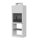 Moderne betonnen tuinhaard Lotus White Edition - Luxe barbecue met houtopslag
